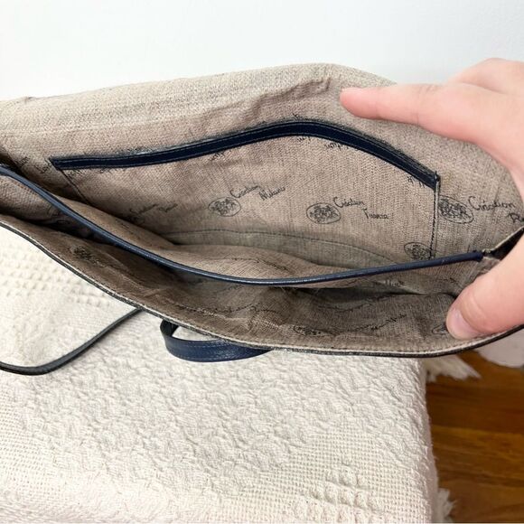 Vintage Petrocelli Milan Navy Leather Convertible Clutch Purse Bag - Picture 11 of 11